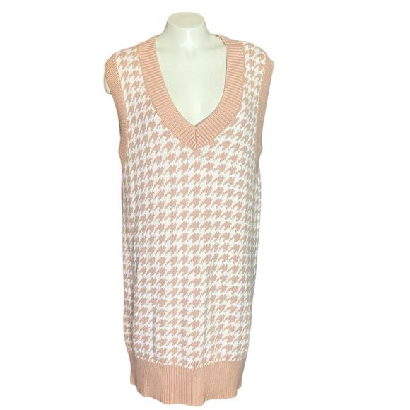 Abercrombie & Fitch Sweater Vest Preppy Dress M Houndtooth - Picture 2 of 9